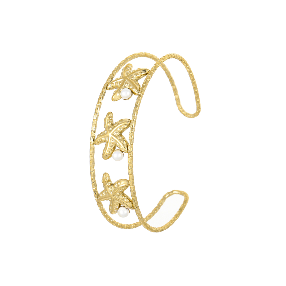 Bracelets Pour Femmes Étanches En Acier Inoxydable Doré, Motif Coquillage, Style Luxueux 