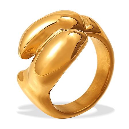 Bague tendance simple torsadée en acier inoxydable étanche couleur or