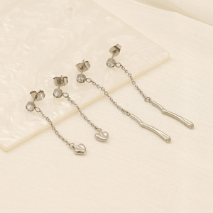 Boucles D'Oreilles Pendantes Classiques En Forme De Cœur, En Acier Inoxydable Étanche, Couleur Or h5 Image3