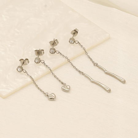 Boucles d'oreilles pendantes classiques en forme de cœur, en acier inoxydable étanche, couleur or 2