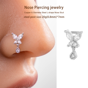 1 Pièce De Piercing De Nez Papillon En Cuivre Doré Et Zircon Pour Femme h5 Image6