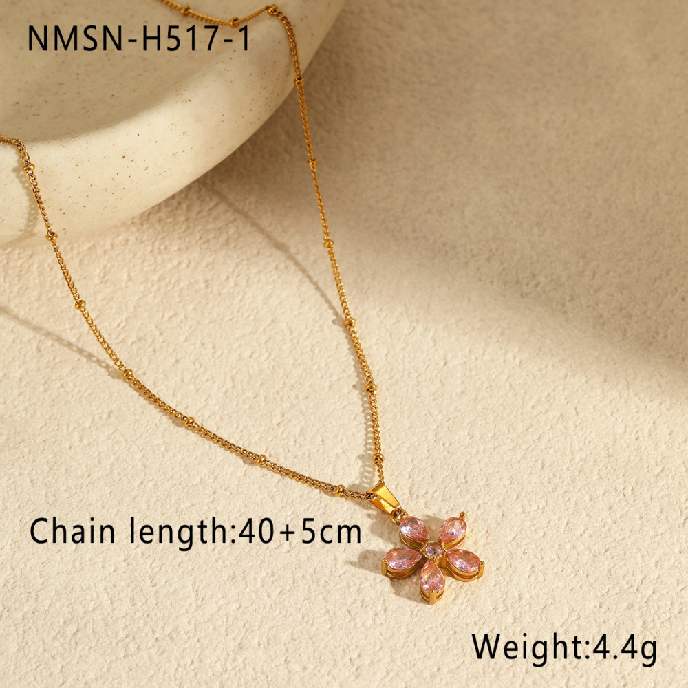 Colliers Pendentifs Pour Femmes, Collection Simple Series Elegant Flower, En Acier Inoxydable Étanche