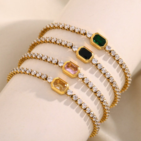 Bracelet chaîne pour femme, élégant, en acier inoxydable uni et étanche, de la série Luxueuse