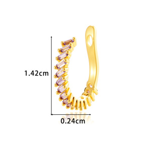 1 Boucle D'Oreille Rectangulaire Pour Femme, Couleur Cuivre Doré, Ornée De Zircon h5 Image2