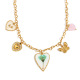 Collier pendentif cœur long coloré - Or 