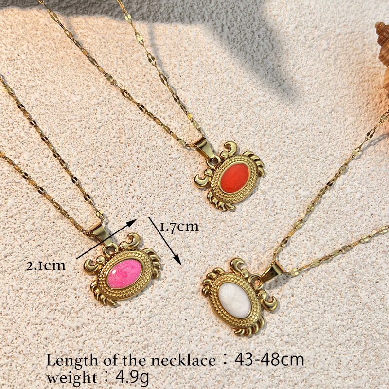 Colliers Pendentifs Crabe En Acier Inoxydable Étanche Couleur Or Image4