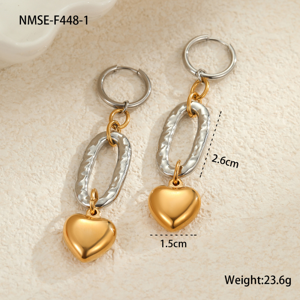 1 Paire De Boucles D'Oreilles Pendantes Pour Femme, En Acier Inoxydable Imperméable, En Forme De Cœur, De La Série Luxueuse Sweet Heart 
