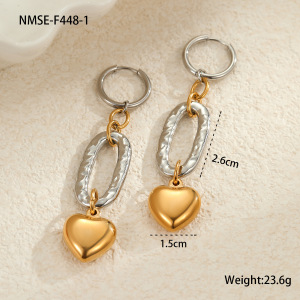 1 Paire De Boucles D'Oreilles Pendantes Pour Femme, En Acier Inoxydable Imperméable, En Forme De Cœur, De La Série Luxueuse Sweet Heart h5 