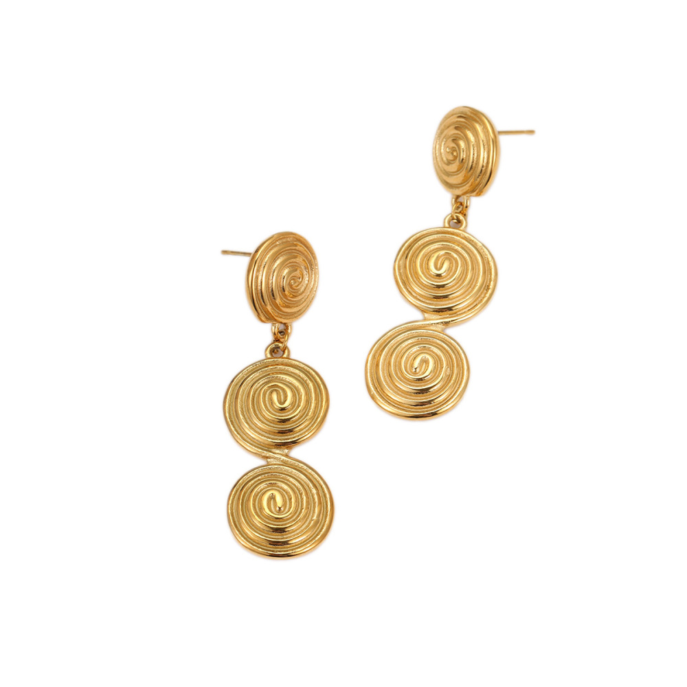 Boucles D'Oreilles Pendantes Pour Femme, Style Géométrique Simple, En Acier Inoxydable Étanche, Couleur Or (1 Paire). h5Image5
