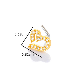 1 Pièce De Piercing De Nez En Forme De Cœur En Cuivre Doré Et Zircon Pour Femme h5 Image2