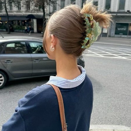1 Paire De Pinces À Cheveux En Pvc De Couleur Unie Pour Femmes, Série Simple Et Décontractée 2