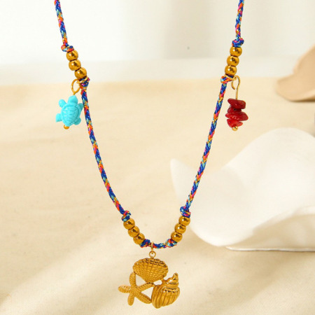1 paire de colliers pendentifs pour femmes, style bohème, en forme de tortue, en acier inoxydable étanche couleur or, collection classique