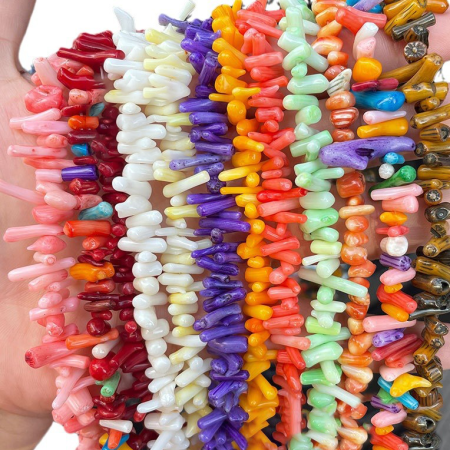 1 chaîne de perles de corail naturel coloré (taille : 9 mm-20 mm) 2