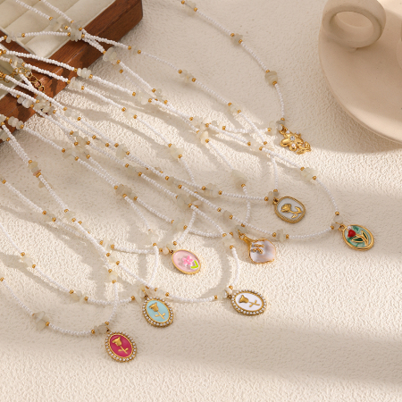 Colliers pendentifs romantiques en acier inoxydable étanche couleur or
