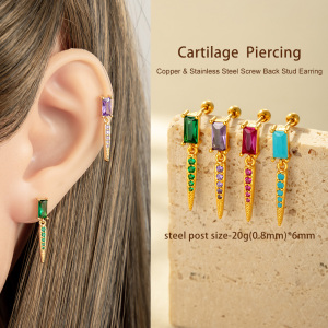 Boucles D'Oreilles Piercing En Zircon Couleur Cuivre Or h5 Image4