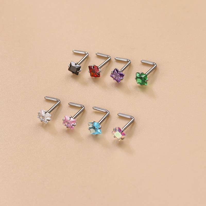 1 Pièce De La Série Simple, Forme Géométrique Simple, En Acier Inoxydable Étanche, Sans Placage, Avec Zircon. Clou De Nez Pour Femme. Image4