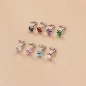 1 Pièce De La Série Simple, Forme Géométrique Simple, En Acier Inoxydable Étanche, Sans Placage, Avec Zircon. Clou De Nez Pour Femme. h5 Image4
