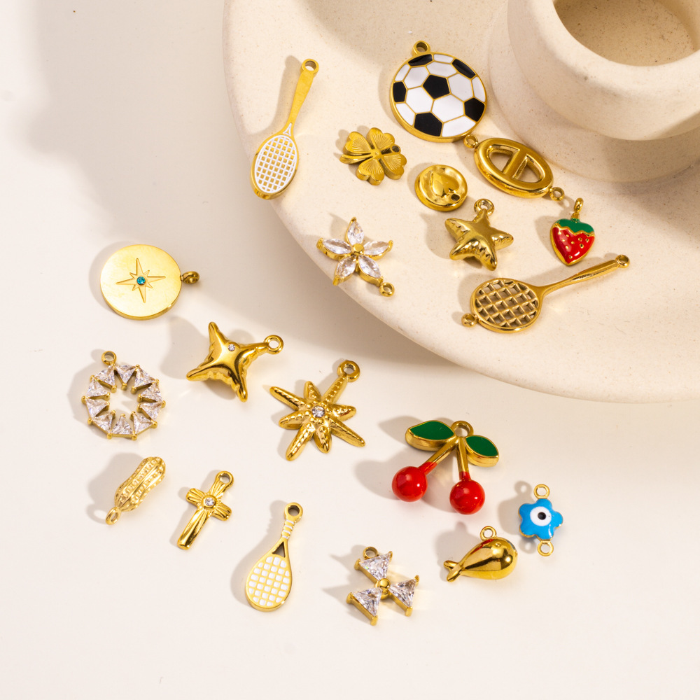 1 Paire De Pendentifs Pour Femmes, Motif Plante Mignonne, En Acier Inoxydable Étanche, Collection Simple h5Image3
