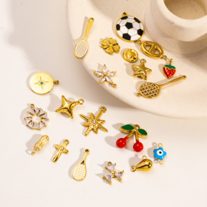 1 Paire De Pendentifs Pour Femmes, Motif Plante Mignonne, En Acier Inoxydable Étanche, Collection Simple h5 Image3