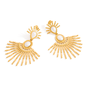 Boucles D'Oreilles Pendantes En Acier Inoxydable Étanche Couleur Or h5 