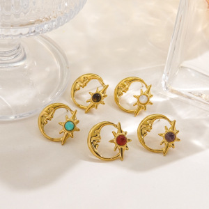 Boucles D'Oreilles Puces Pour Femmes, Style Rétro Géométrique Simple, En Acier Inoxydable Étanche. h5 Image3