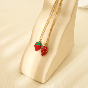 Colliers Pendentifs Pour Femmes, Collection Romantique, Motif Fraise Douce, En Acier Inoxydable Étanche h5 Image4