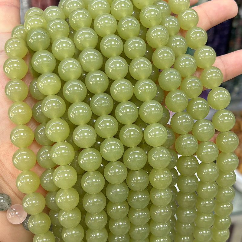 1 Chaîne De Perles De Bijoux En Pierres Naturelles Annulaires Vertes Transparentes h5Image2