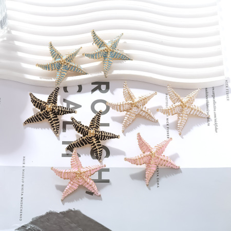 Boucles d'oreilles à tige en alliage étoile de mer