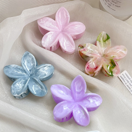 1 paire de pinces à cheveux en résine pour femme, série Simple, motif fleur douce