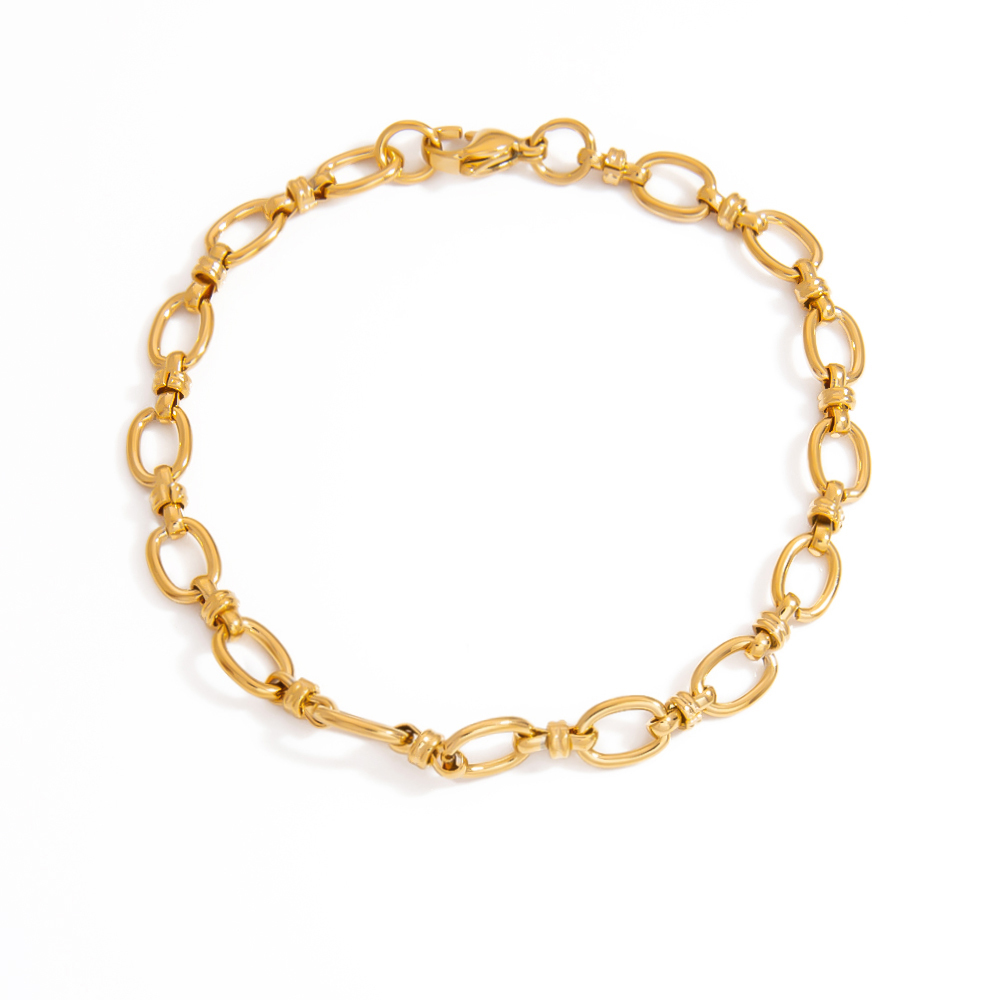 Bracelet Chaîne Pour Femme Simple Series Daily Geometric En Acier Inoxydable Doré Étanche 