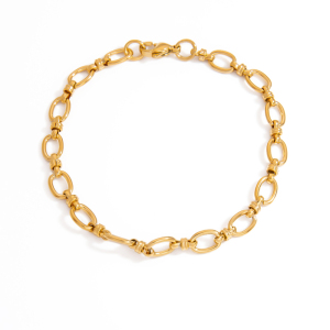 Bracelet Chaîne Pour Femme Simple Series Daily Geometric En Acier Inoxydable Doré Étanche h5 