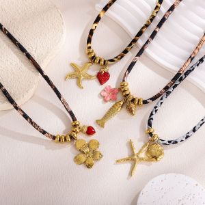 1 Paire De Colliers Pendentifs Pour Femmes, Collection Luxueuse Sexy Turtle, En Acier Inoxydable Étanche Couleur Or h5 Image5