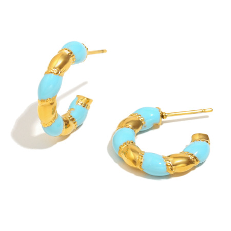 Boucles d'oreilles élégantes rétro à blocs de couleurs pour femmes