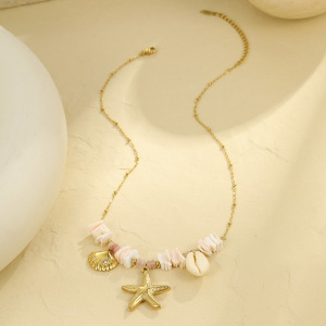 Colliers Pendentifs Pour Femmes, Design Créatif, Coquillage, Étoile De Mer, Couleur Or h5 Image3