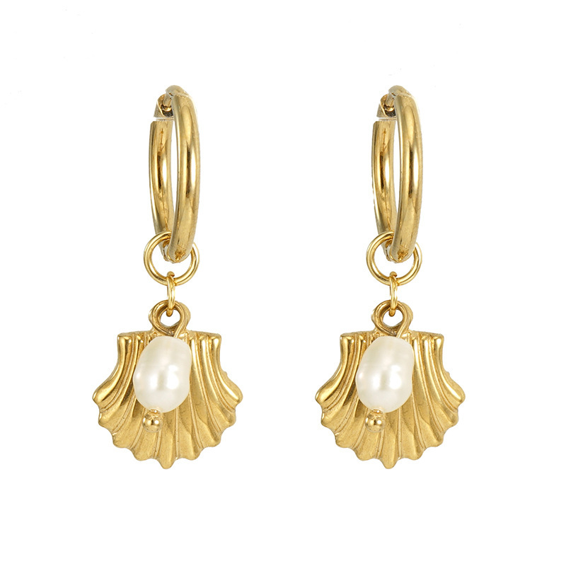 Boucles D'Oreilles Pendantes En Acier Inoxydable Étanche Couleur Or 