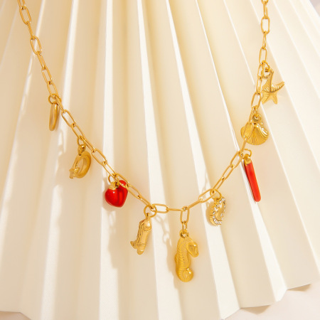 Colliers pendentifs Oceanic en acier inoxydable étanche couleur or