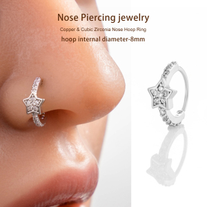 1 Piercing De Nez Pour Femme En Forme D'Étoile Brillante, Couleur Cuivre Et Or, Zircon h5 Image6