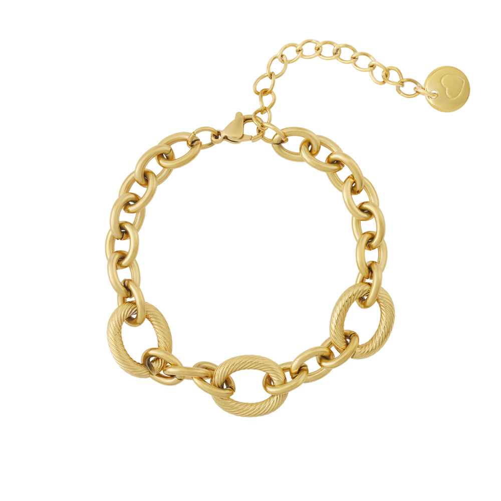 Bracelets À Maillons Ovales Brillants En Acier Inoxydable Étanche Couleur Or Pour Femmes 