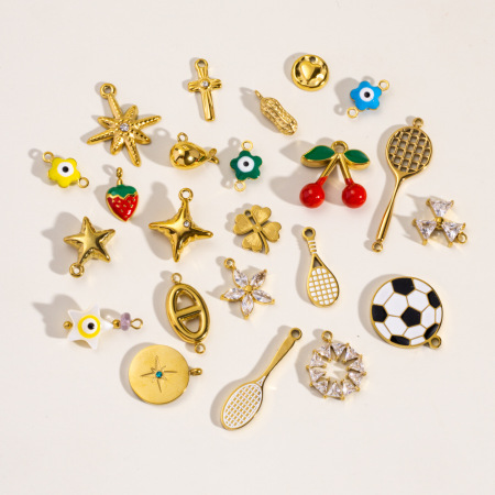 1 paire de pendentifs pour femmes, motif plante mignonne, en acier inoxydable étanche, collection Simple 2