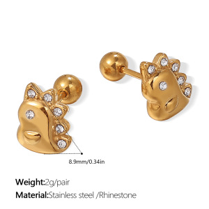 Boucles D'Oreilles Piercing Mignonnes En Acier Inoxydable Étanche Couleur Or, Motif Animal h5