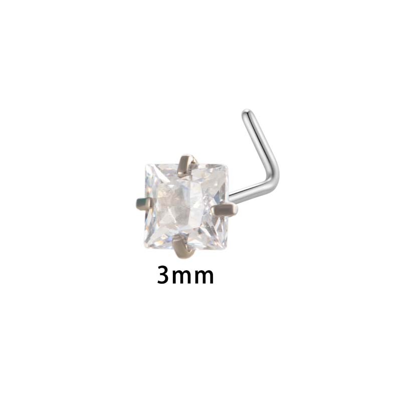 1 Pièce De La Série Simple, Forme Géométrique Simple, En Acier Inoxydable Étanche, Sans Placage, Avec Zircon. Clou De Nez Pour Femme. Image2