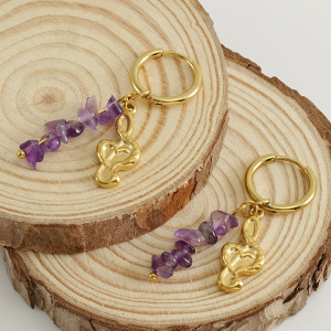 Boucles D'Oreilles Pendantes En Acier Inoxydable Étanche Couleur Or h5 Image3