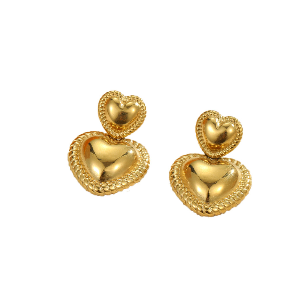 Boucles D'Oreilles Pendantes Pour Femme, Collection Romantique Daily Heart, En Acier Inoxydable Étanche, Couleur Or (1 Paire). Image5