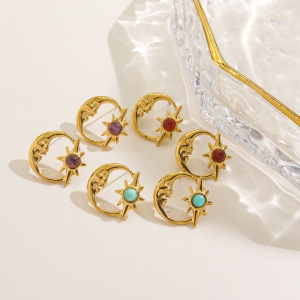 Boucles D'Oreilles Puces Pour Femmes, Style Rétro Géométrique Simple, En Acier Inoxydable Étanche. h5 Image4