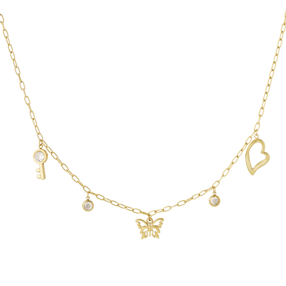 Colliers Pendentifs Pour Femmes En Acier Inoxydable Doré, Brillant Et Étanche, Orné D'Un Papillon