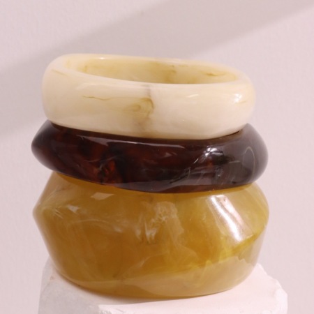 Bracelet pour femme en résine de couleur unie rétro, série simple, 1 pièce