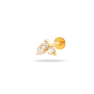Boucles D'Oreilles Piercing En Acier Inoxydable Doré, Imperméables, En Forme De Fleur, Avec Zircon (1 Pièce). h5 