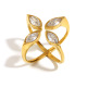 Bague serpent à quatre têtes œil de cheval croisé - Or 