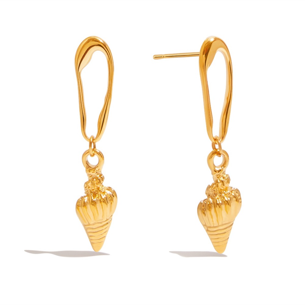 Boucles D'Oreilles Pendantes En Acier Inoxydable Couleur Or Whelk Image4