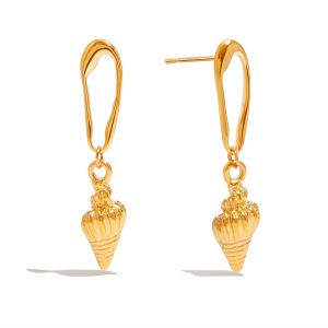 Boucles D'Oreilles Pendantes En Acier Inoxydable Couleur Or Whelk h5 Image4